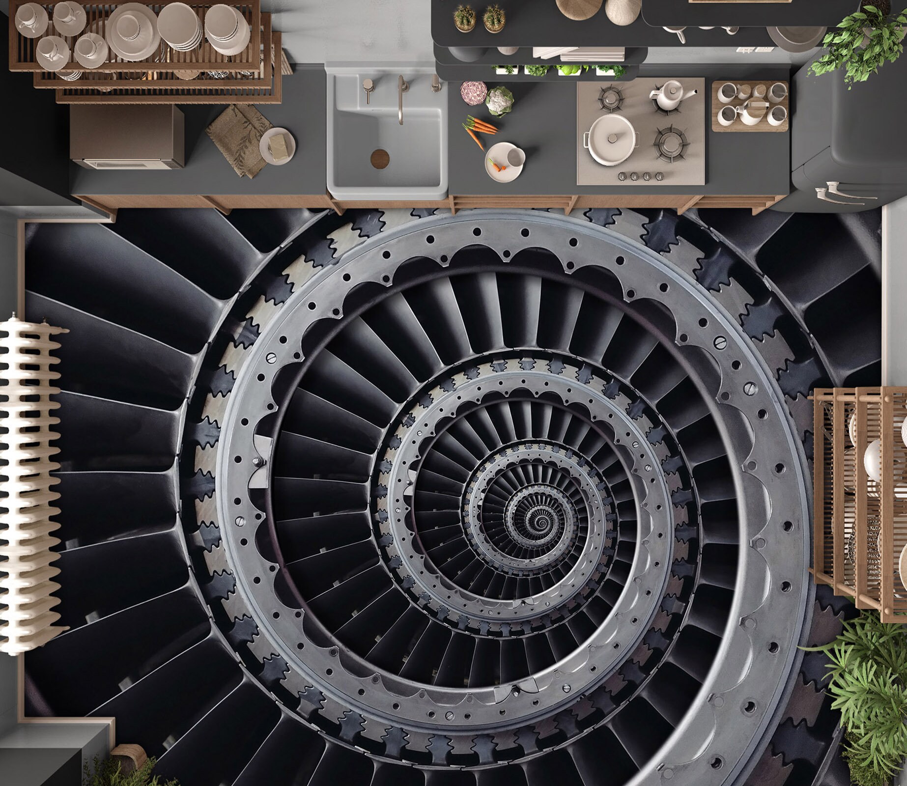 3D Black Spiral Staircase 4144 Floor Wallpaper Murals - Etsy UK