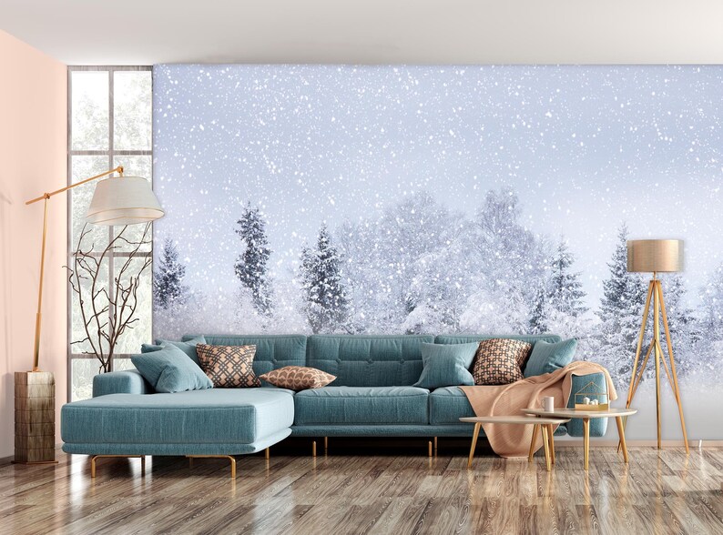 Snowy Landscape 1251 Wallpaper Mural Self Adhesive Peel and Etsy