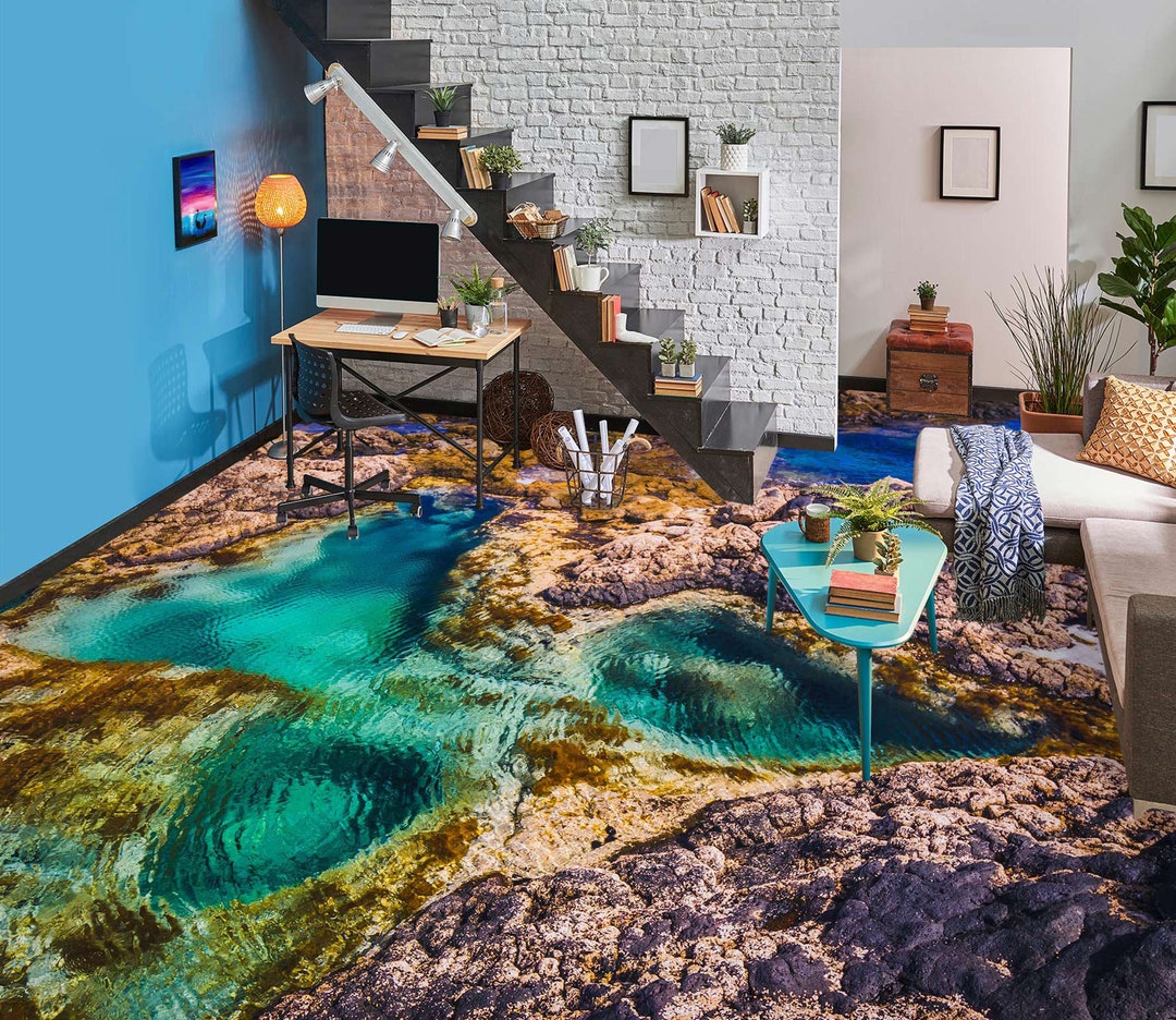 3D Lake Stones 5330 Floor Wallpaper Murals Self-adhesive Removable ...