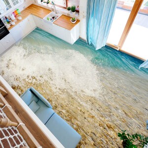 3D Beach Time 2066 Golvtapet Självhäftande Avtagbar Kök Badrumsgolv Vattentät Golvmatta Matta Tryck Epoxy 2023