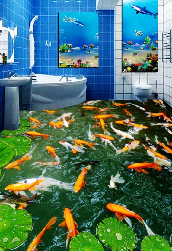 3D Koi Pond 0522 Floor Wallpaper Murals SelfAdhesive Etsy