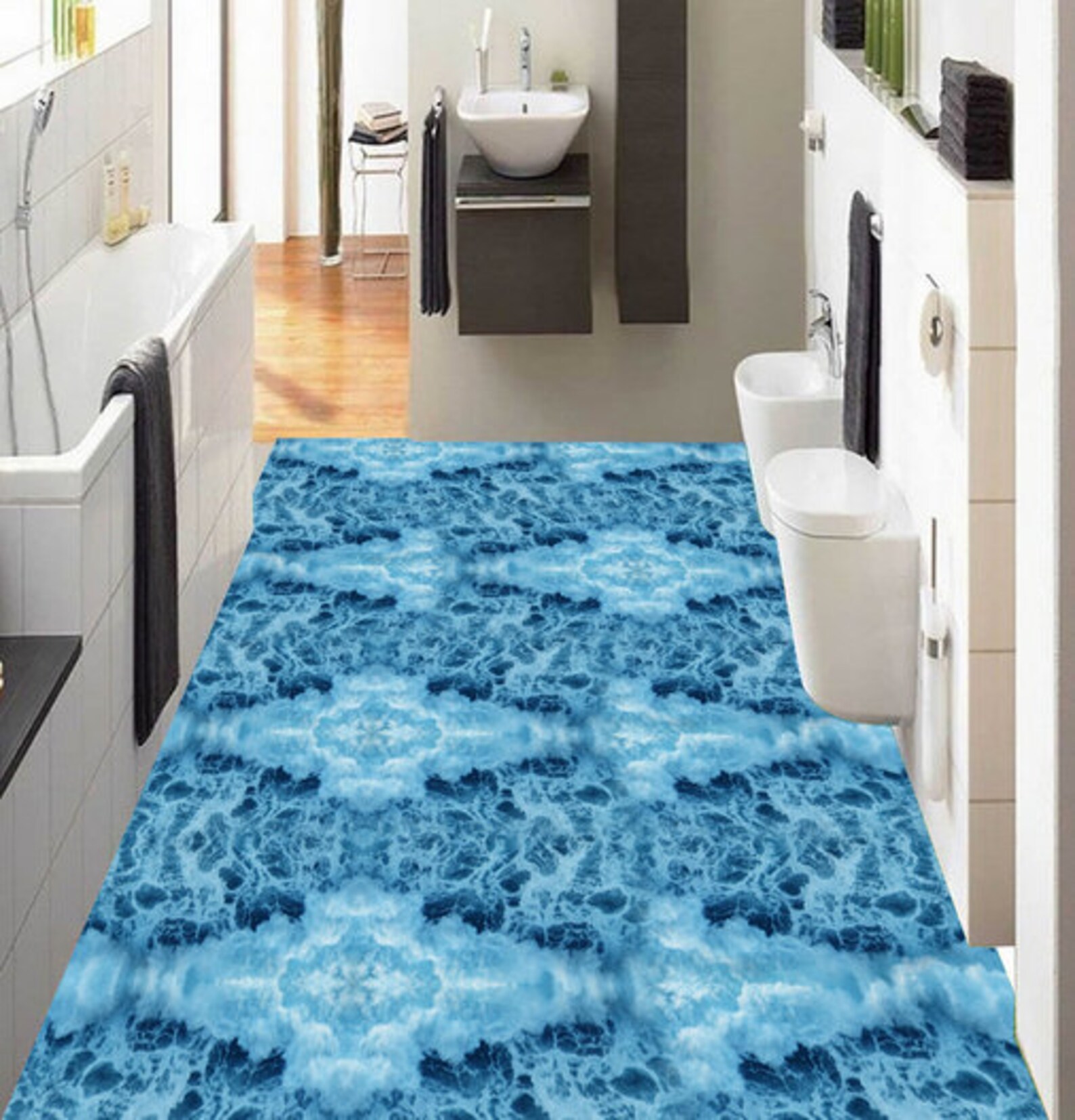 3D Blue Pattern 0711 Floor Wallpaper Murals Self-adhesive - Etsy