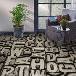 Papel tapiz de suelo con letras artísticas 3D 5233, murales autoadhesivos, extraíbles, suelo de baño y cocina, alfombra impermeable con estampado epoxi 2024