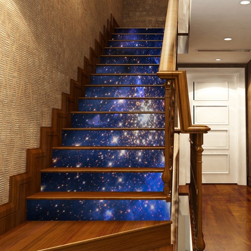 Autocollant Mural 3D Galaxie Violette Pour Contremarches D'escalier - Décor Romy
