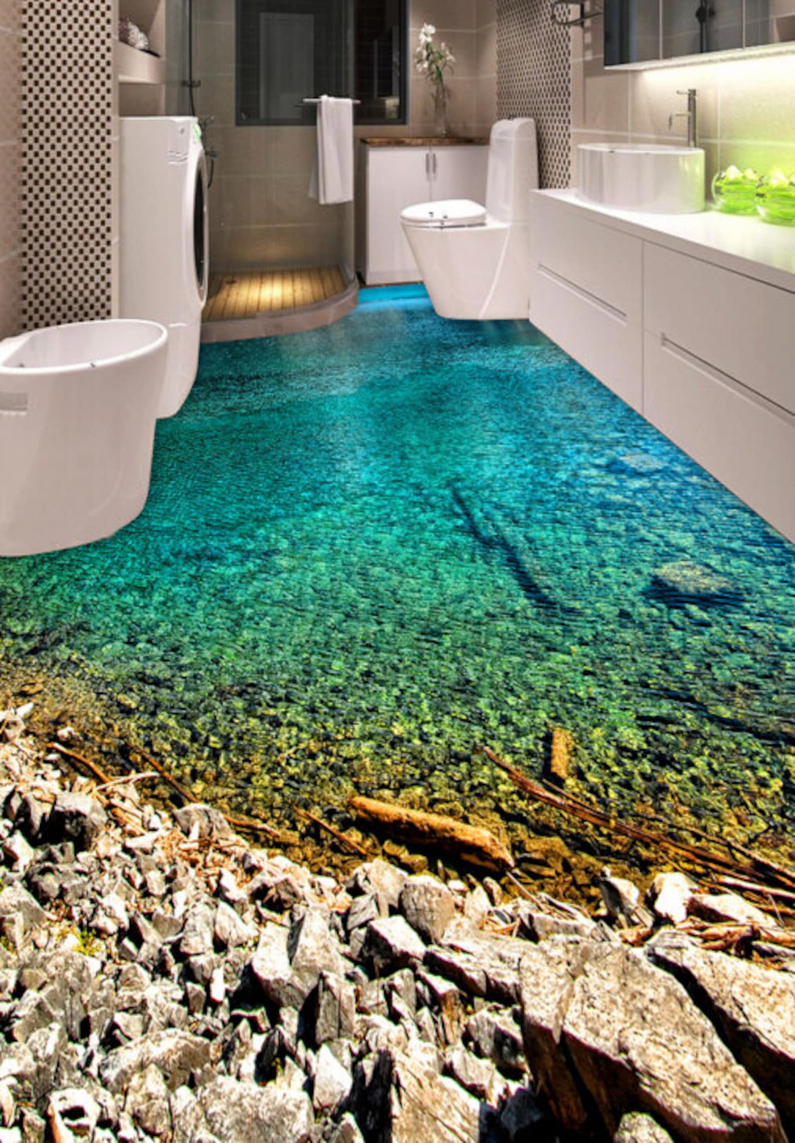 3D Green Lake 0458 Floor Wallpaper Murals Self-adhesive Removable ...