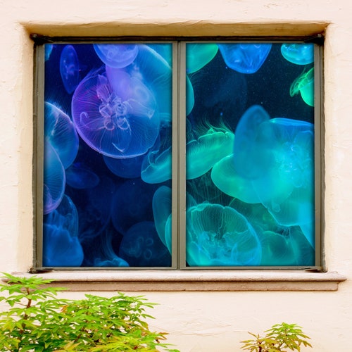 3D Blue Ocean W115 Window Film Print Sticker Cling Stained Etsy