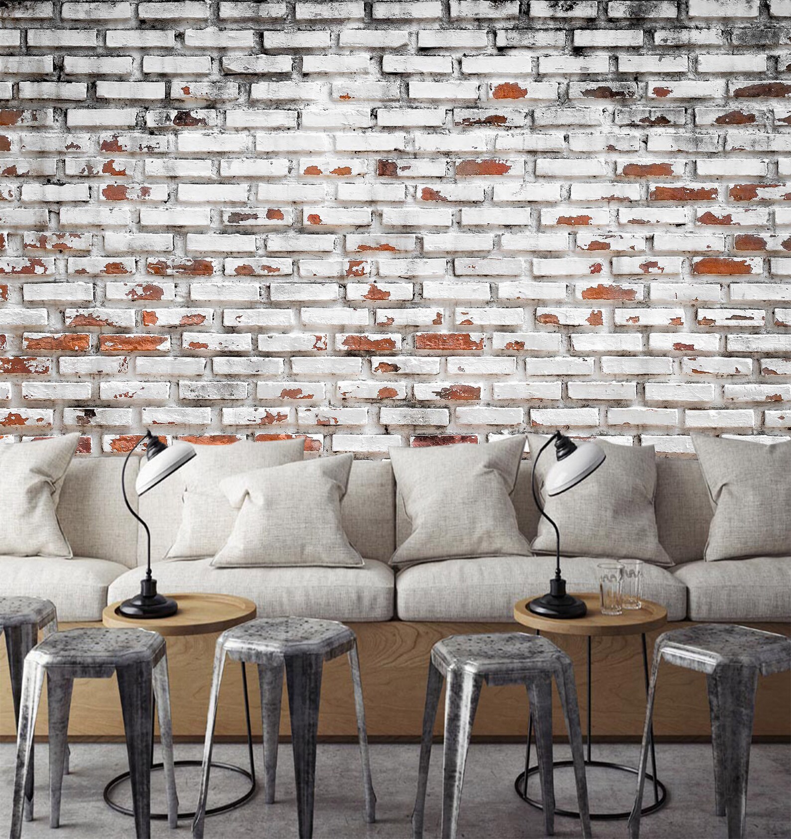 123x87312x219cm White Paint Brick Wall 885 Etsy