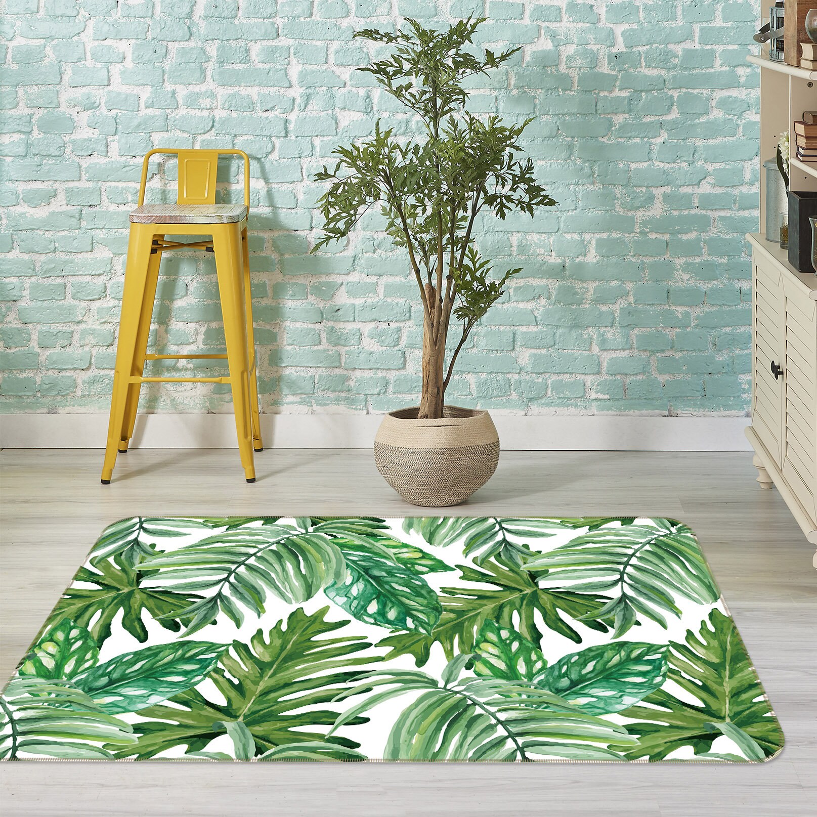 3D Wide Green Leaves FA481 Floor Non Slip Rug Carpet Room Mat Etsy