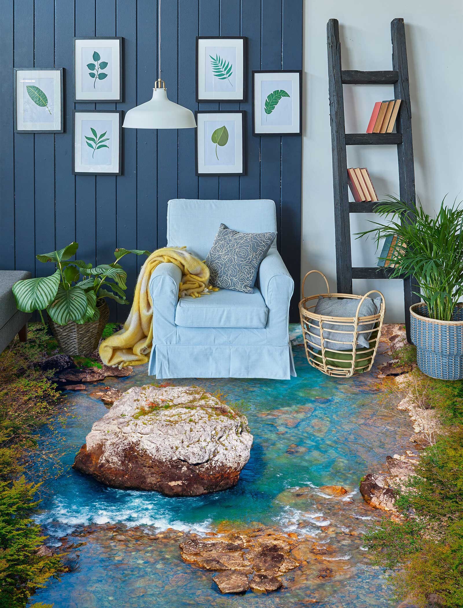 3D Stone Lake 2650 Floor Wallpaper Murals Self-adhesive Removable ...
