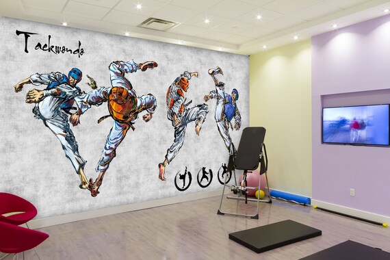 Papier Peint 3D Autocollant Enfants - Taekwondo C934 - Déco Murale Salle De Sport