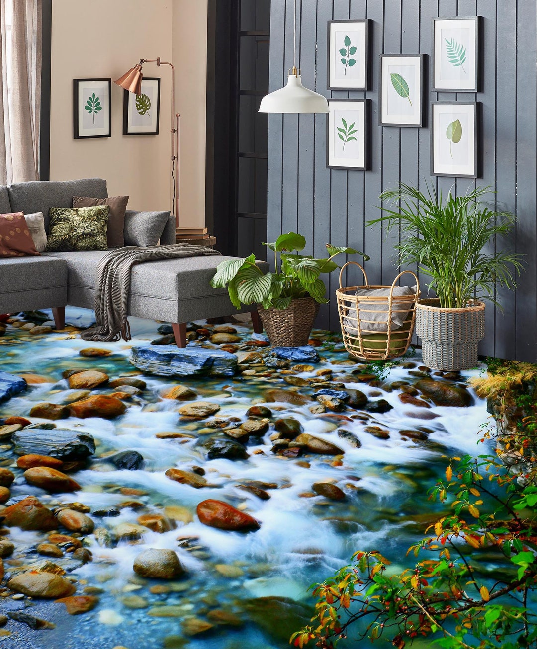 3D Stone River 5041 Floor Wallpaper Murals Self-adhesive Removable ...