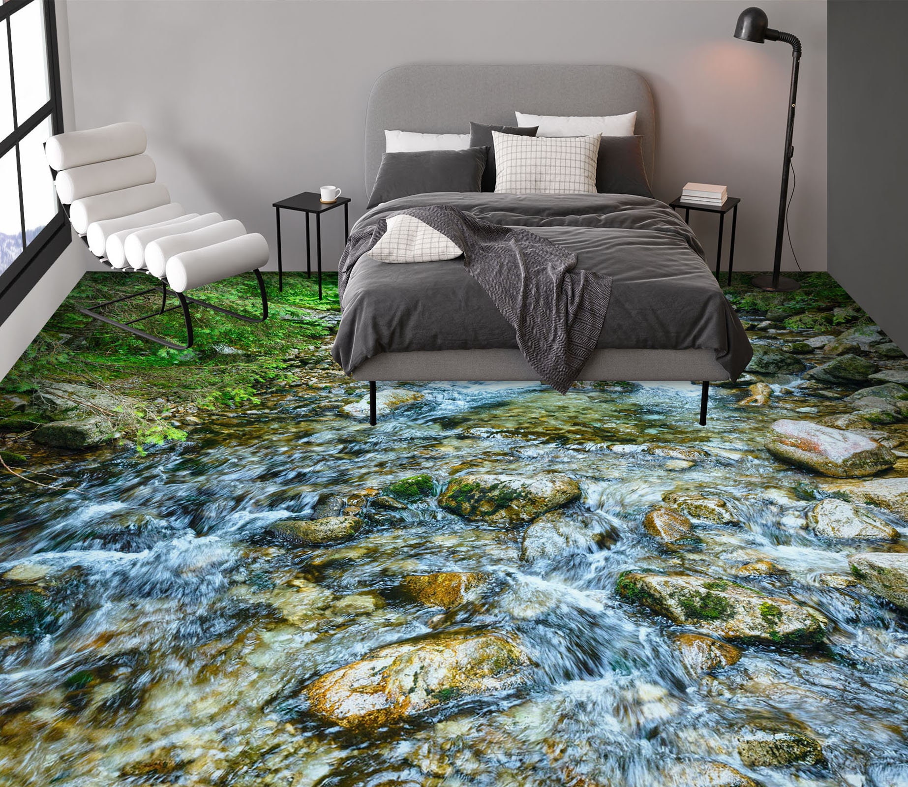 3D Cool Creek 3309 Floor Wallpaper Murals Self-Adhesive Removable Kitchen Bath Floor Waterproof floor Rug Mat Print Epoxy 2023