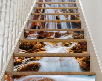 Stickers Contremarche Escalier 3D Motif Cubes Blancs - Lot De 3, 19,5x100 Cm, Autocollant Décoratif Intérieur