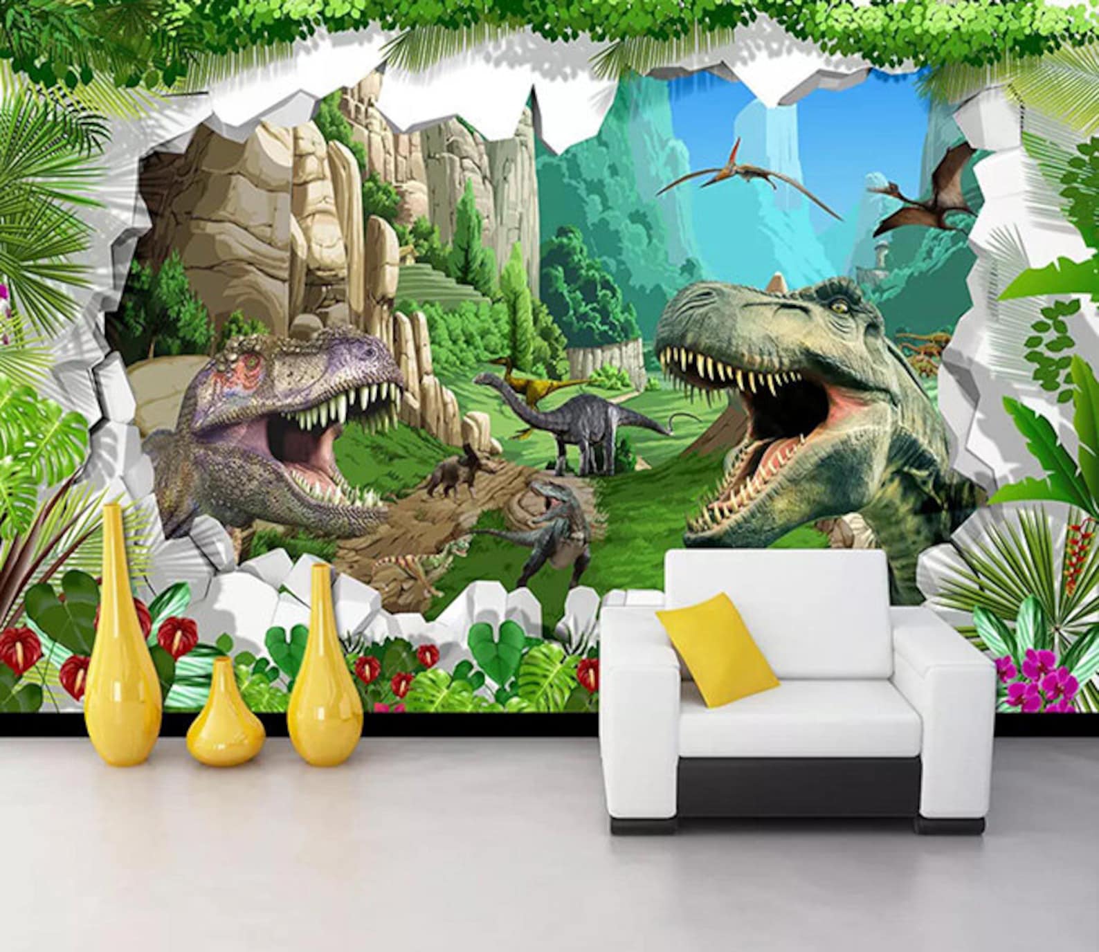 Dinosaur Wall 2104 Wallpaper Mural Self Adhesive Peel and Etsy