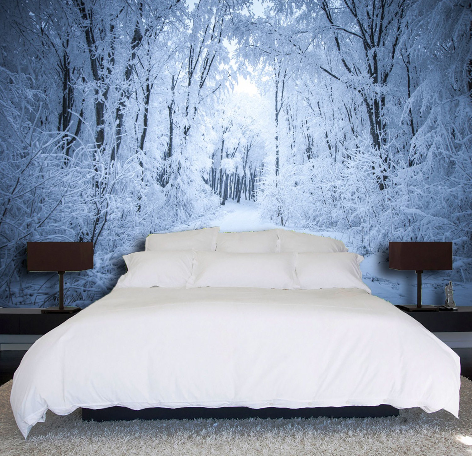 Snow Forest 2015 Wallpaper Mural Self Adhesive Peel And Stick Etsy