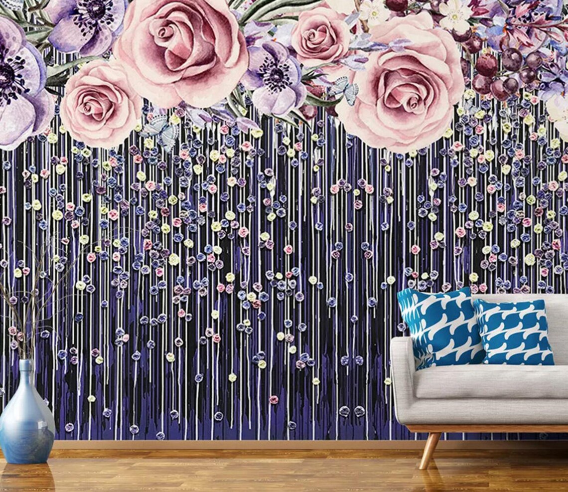 Pink Rose 2829 Wallpaper Mural Self Adhesive Peel and Stick Etsy