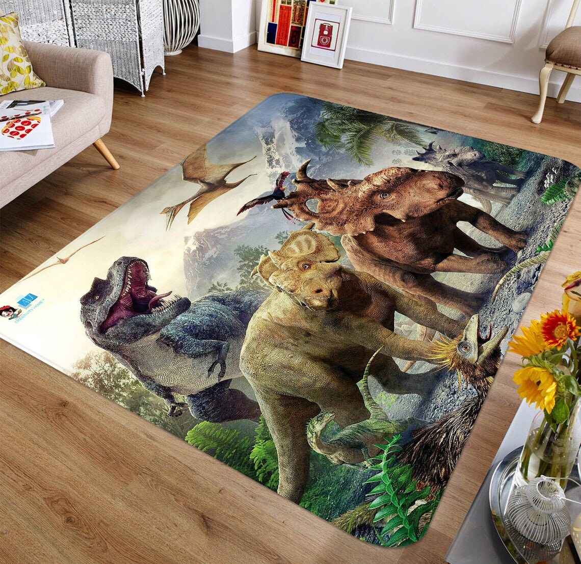 3d Dinosaur Fa0001 Floor Non Slip Rug Carpet Room Mat Round Etsy Australia