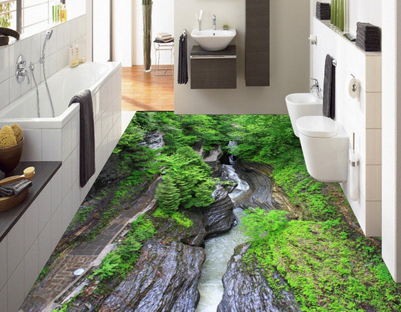 3D River Forest 0818 Floor Wallpaper Murals SelfAdhesive Etsy
