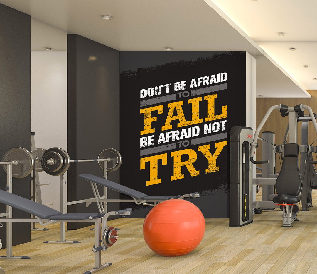 3D Try Bravely 5202 Gym Sports Wallpaper Mural Self Adhesive Etsy