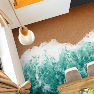 3D Surf Beach 6006 Floor Wallpaper Murals Self-Adhesive Removable Kitchen Bath Floor Waterproof floor Rug Mat Print Epoxy 2024
