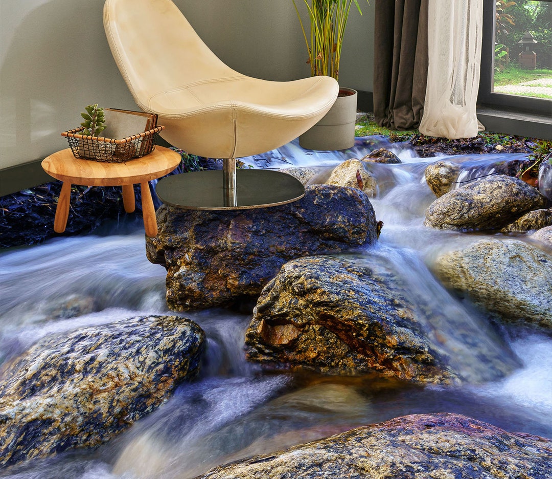 3D Stone River 1070 Floor Wallpaper Murals Self-adhesive Removable ...