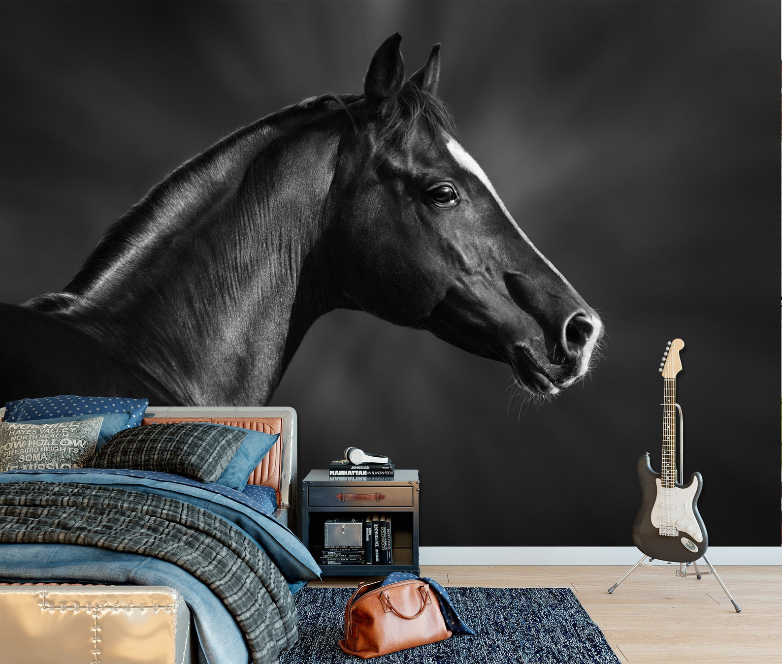 Black Horse 1539 Wallpaper Mural Self Adhesive Peel and Stick - Etsy