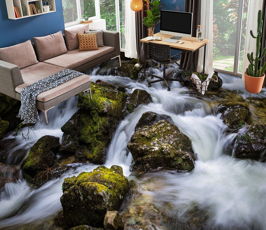 3D Stone River 5918 Floor Wallpaper Murals Self-adhesive Removable ...