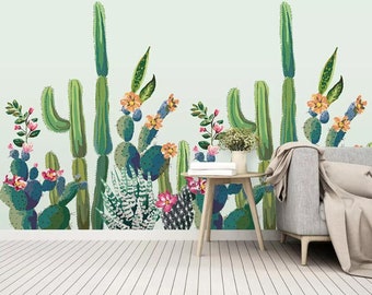 Flower Cactus WC647 Wallpaper Mural Self Adhesive Peel and Stick Wall Sticker Wall Decoration Design Removable