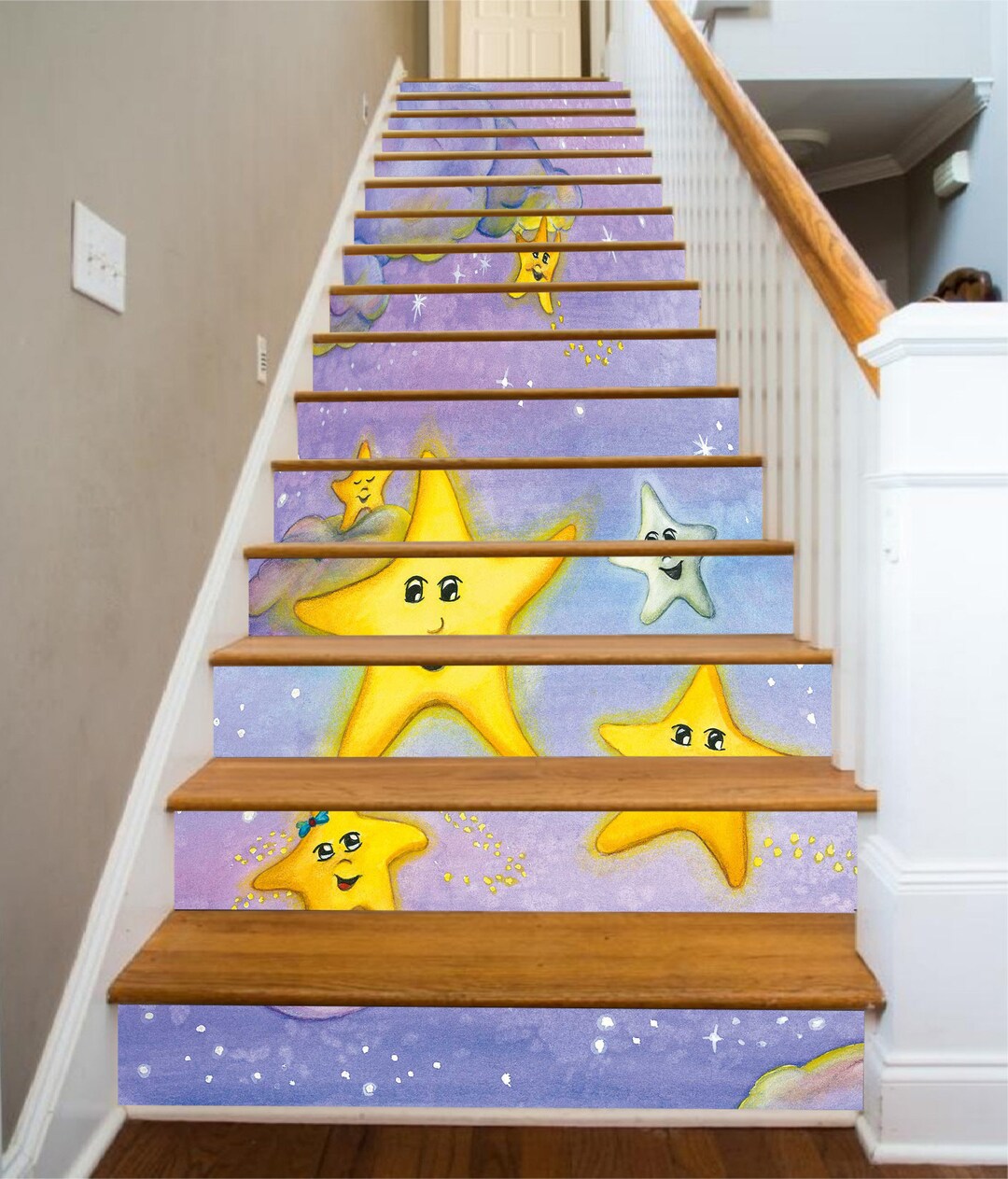 3D Cute Stars S1617 Pattern Tile Marble Stair Risers Decoration Photo ...