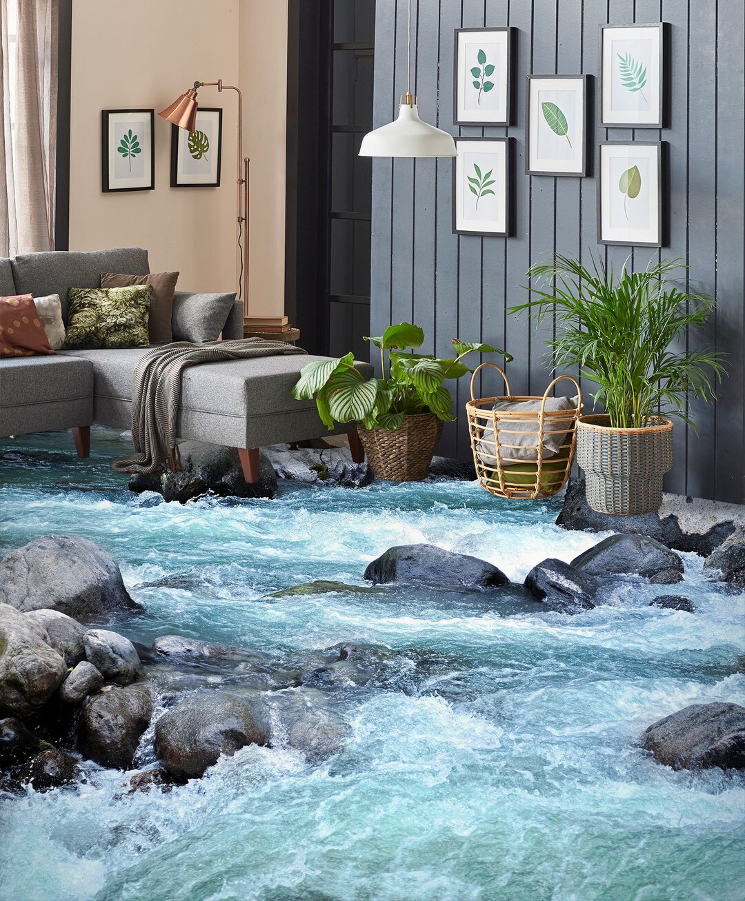 3D River Stones 3459 Floor Wallpaper Murals Self-adhesive Removable ...