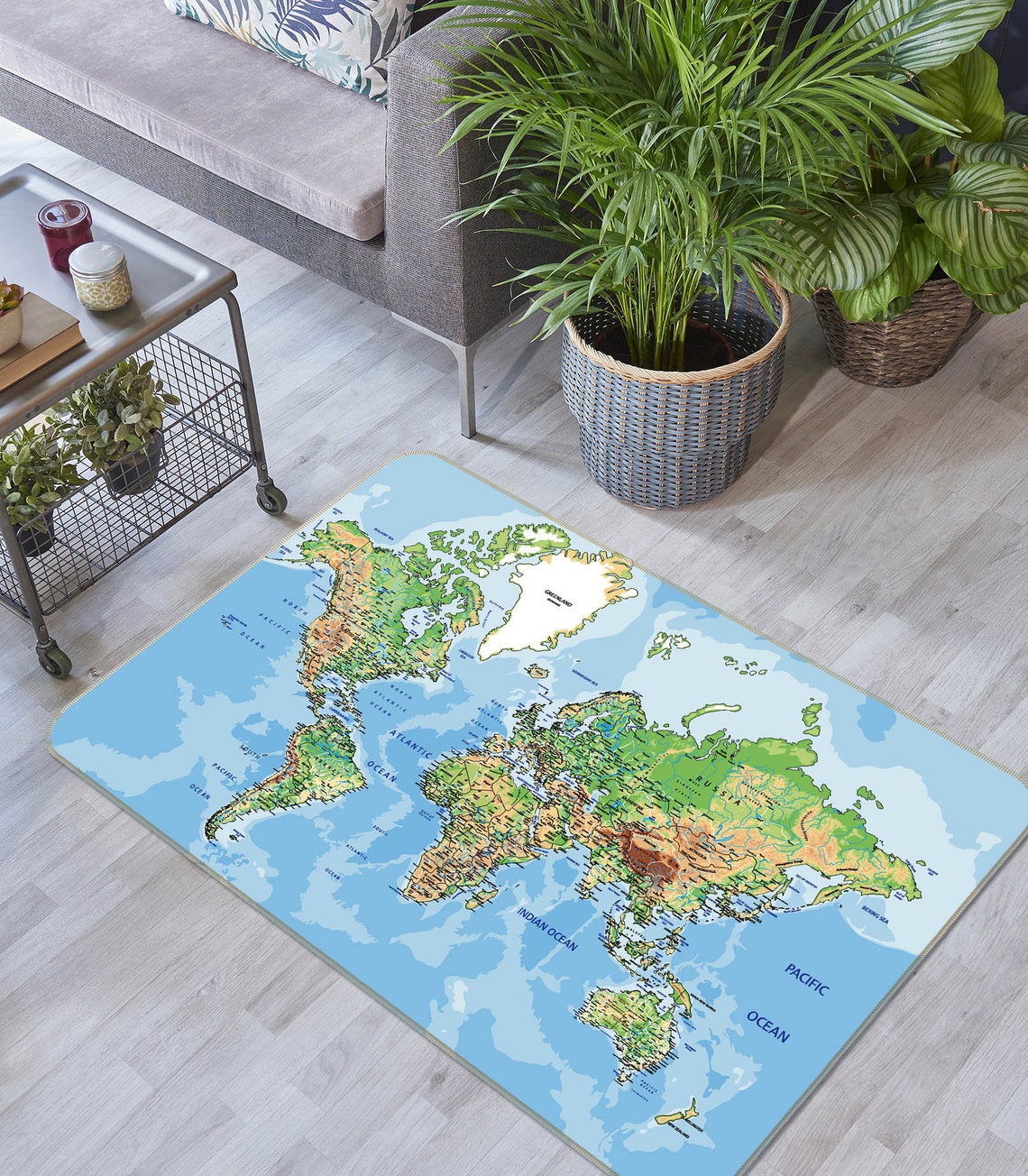 3D World Map FA467 Floor Non Slip Rug Carpet Room Mat Round Etsy
