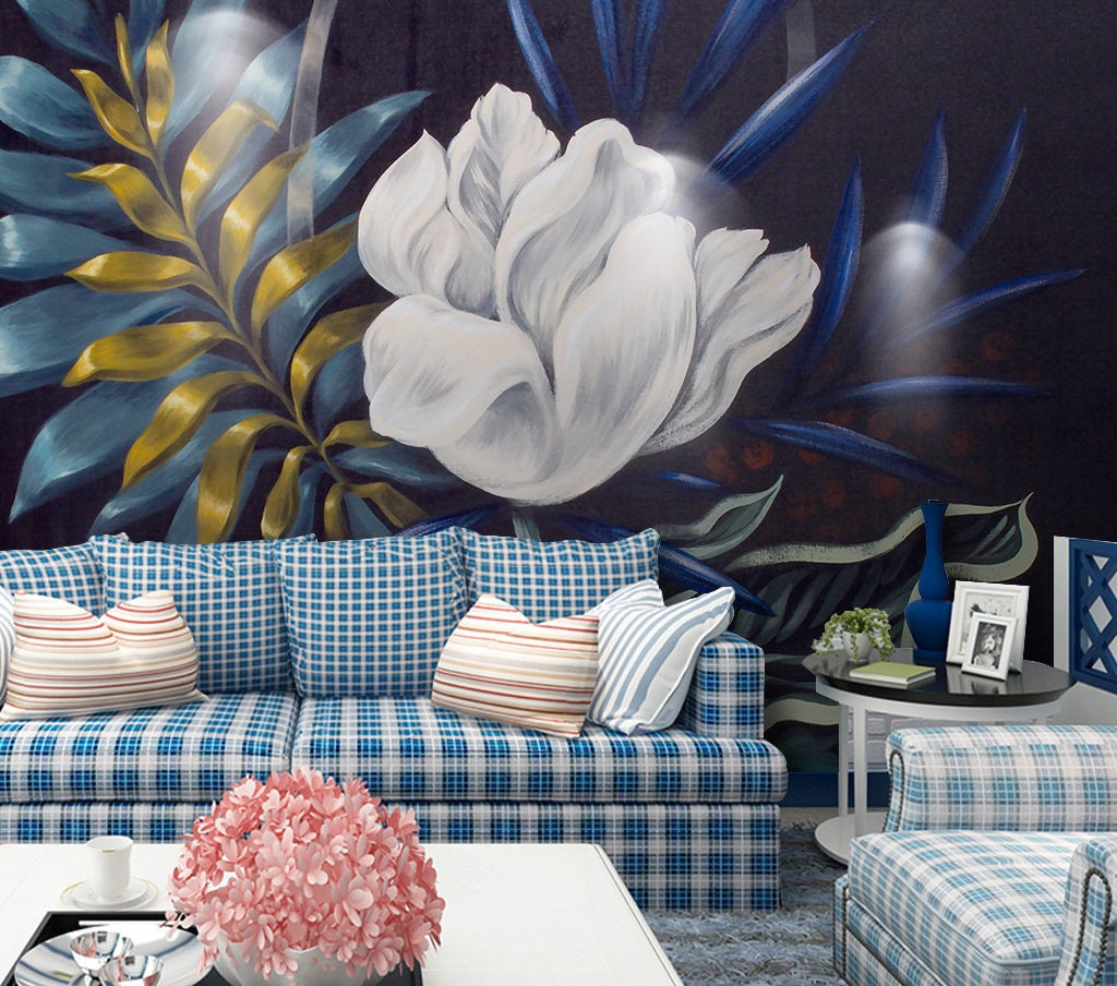 White Flower WG972 Wallpaper Mural Self Adhesive Peel and Stick Wall ...