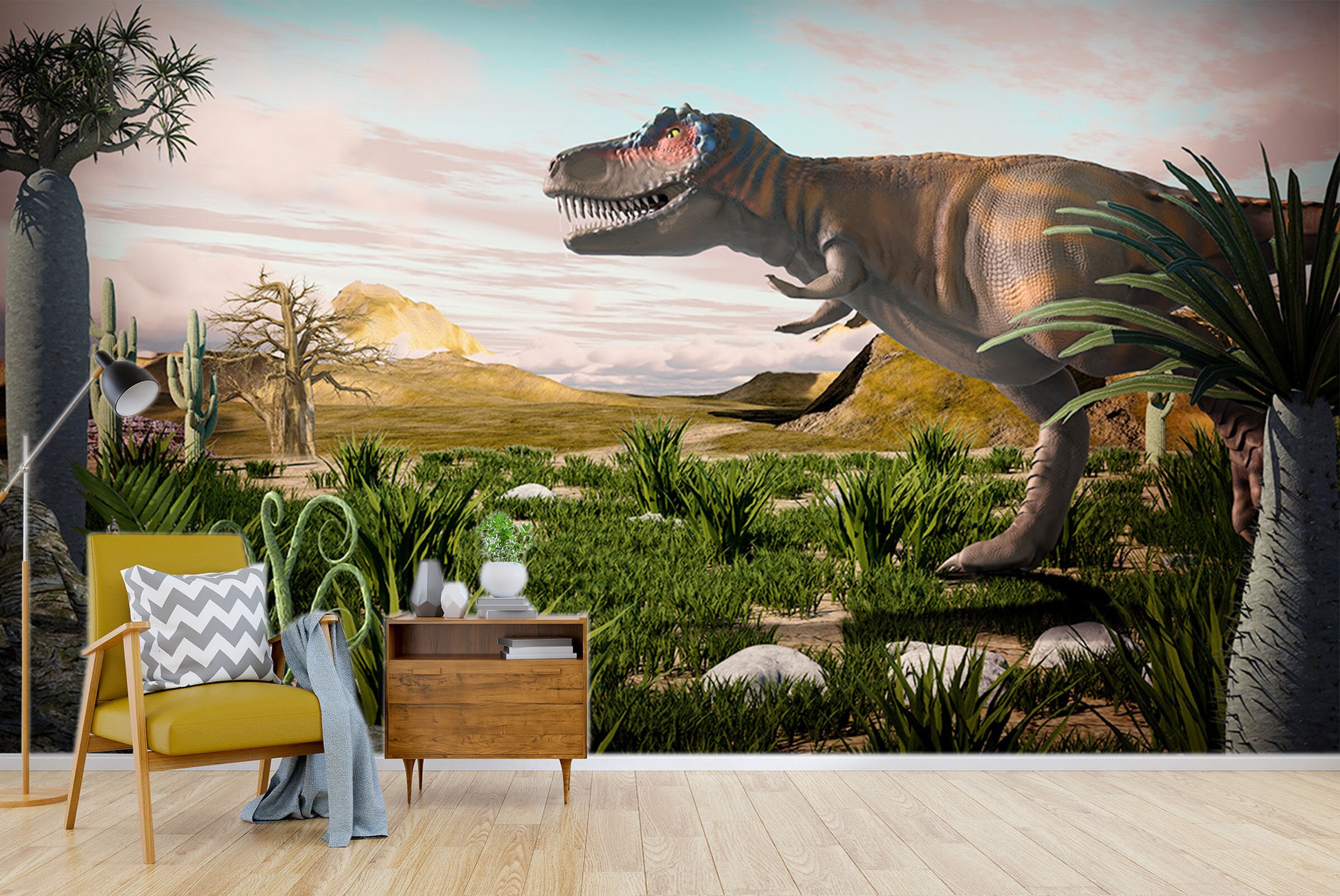 Cactus Dinosaur 1855 Wallpaper Mural Self Adhesive Peel and Etsy