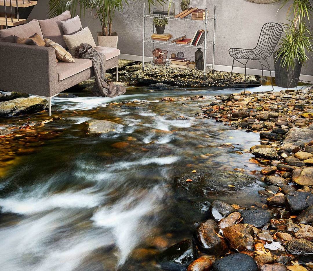 3D River Stones 4397 Floor Wallpaper Murals Self-adhesive Removable ...
