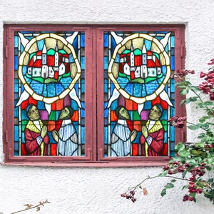 3D Special Fantasy W674 Window Film Print Sticker Cling Stained Glass Xmas Window Decor UV Heat Control Glass Privacy Window Film Romy
