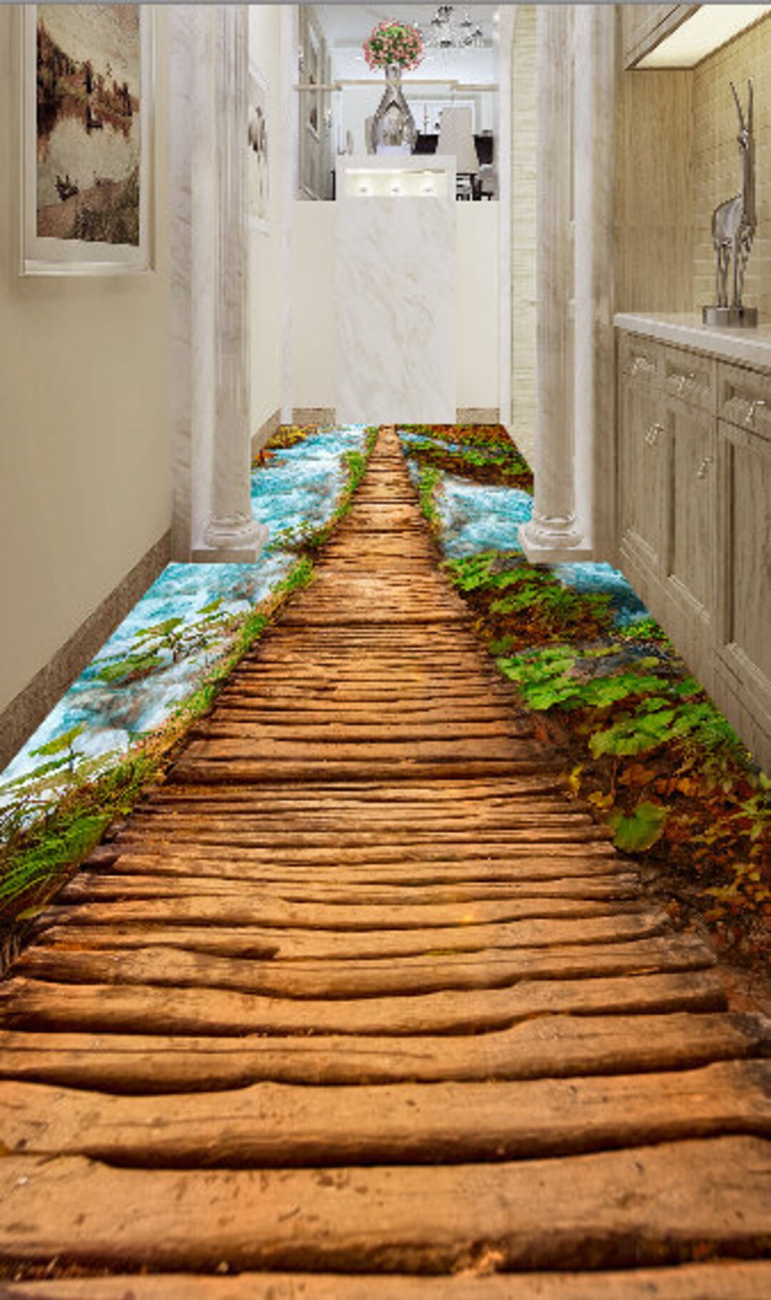 3D River Bridge 1074 Floor Wallpaper Murals Self-adhesive Removable ...