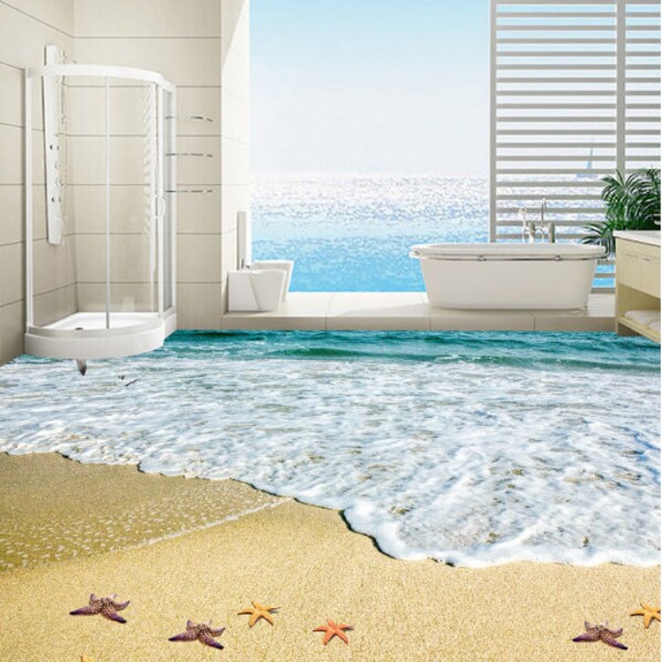 Beach Floor Mural Etsy