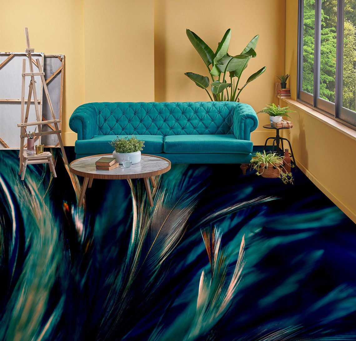 3D Dark Feather Art 7404 Floor Wallpaper Murals Self