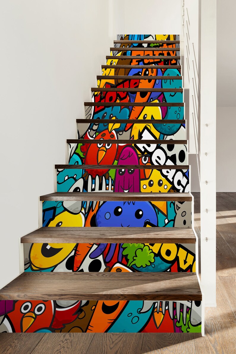 3D Cartoon Pig SS0080 Pattern Tile Marble Stair Risers Decoration Photo Self-adhesive Mural Vinyl Decal Wallpaper Murals Wallpaper Mural