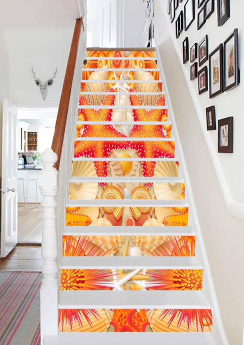 3D Starfish Shell S1097 Pattern Tile Marble Stair Risers Decoration ...
