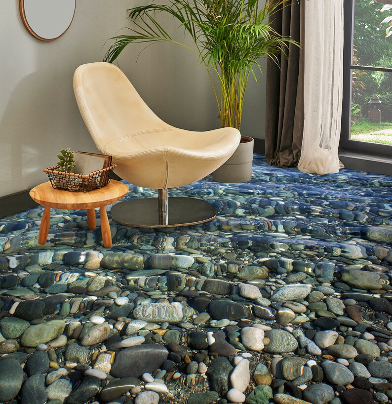 3D Water Stones 4076 Floor Wallpaper Murals Self-adhesive Removable ...