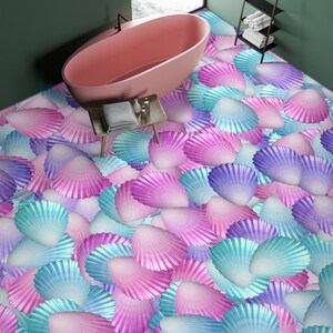 3D Three Color Shells 4271 Floor Wallpaper Murals Self-adhesive ...