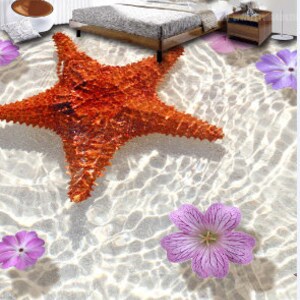 3D Red Starfish Flower 0340 Floor Wallpaper Murals Self-adhesive