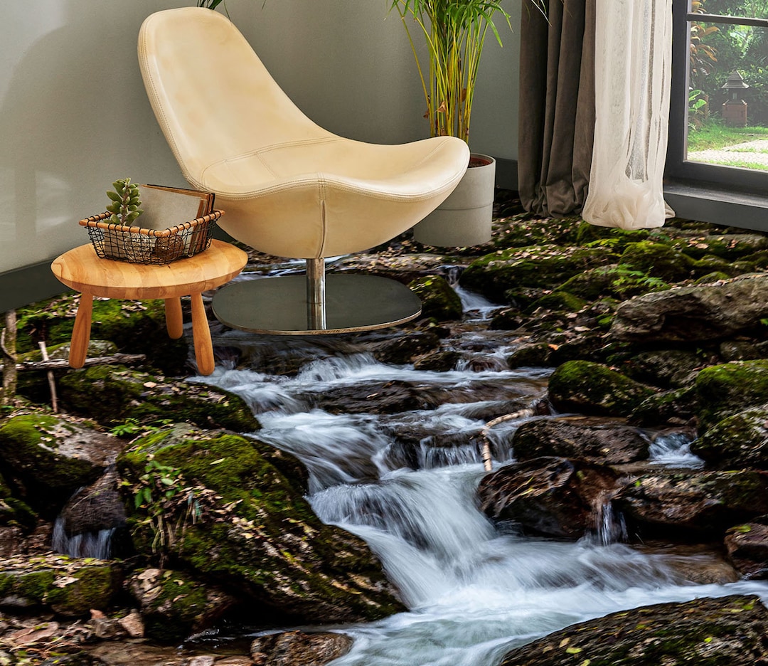 3D Creek Stone 1100 Floor Wallpaper Murals Self-adhesive Removable ...
