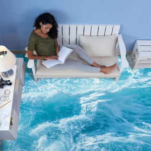 3D Sea Romance 2048 Floor Wallpaper Murals Self-Adhesive Removable Kitchen Bath Floor Waterproof floor Rug Mat Print Epoxy 2023