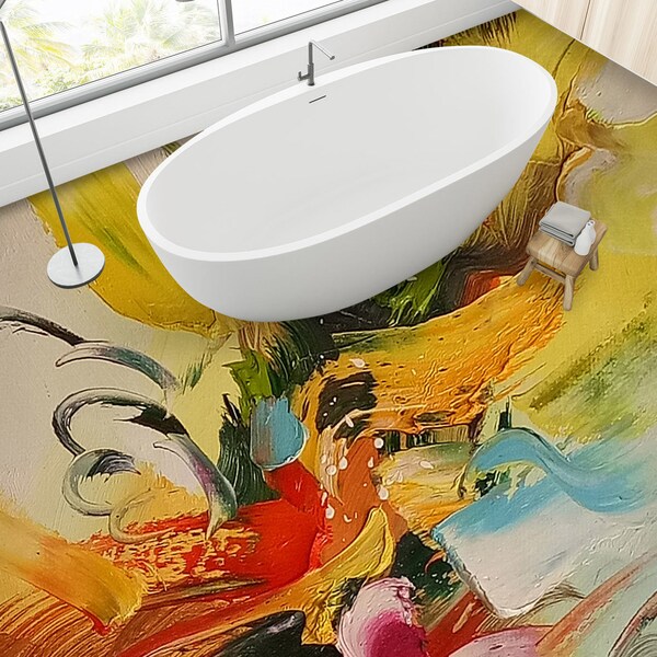 3D Abstract Oil Painting 9258 Floor Wallpaper Murals Self-Adhesive Removable Kitchen Bath Floor Waterproof floor Rug Mat Print Epoxy YOYO