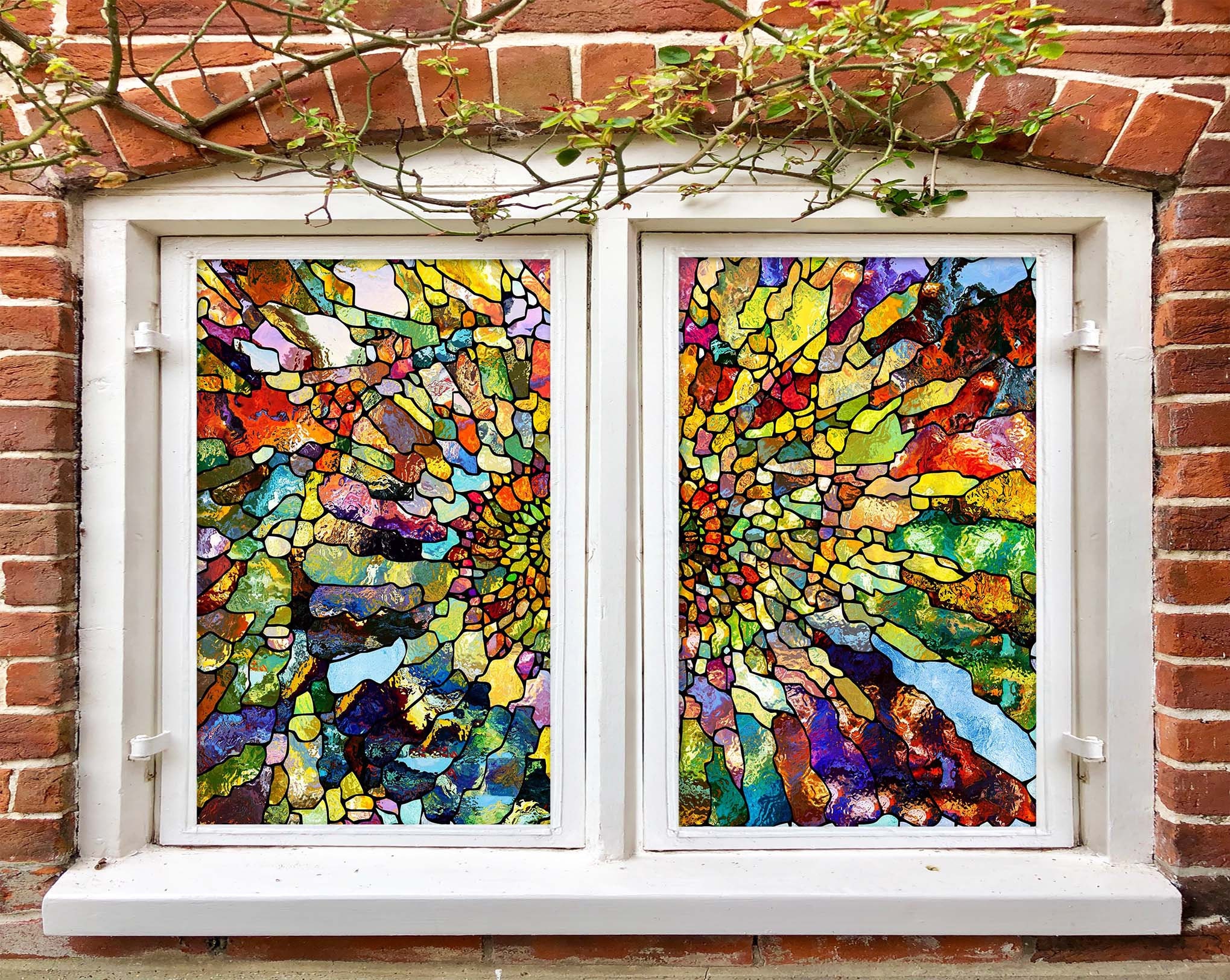3D Colorful Pattern W1957 Window Film Print Sticker Cling Stained