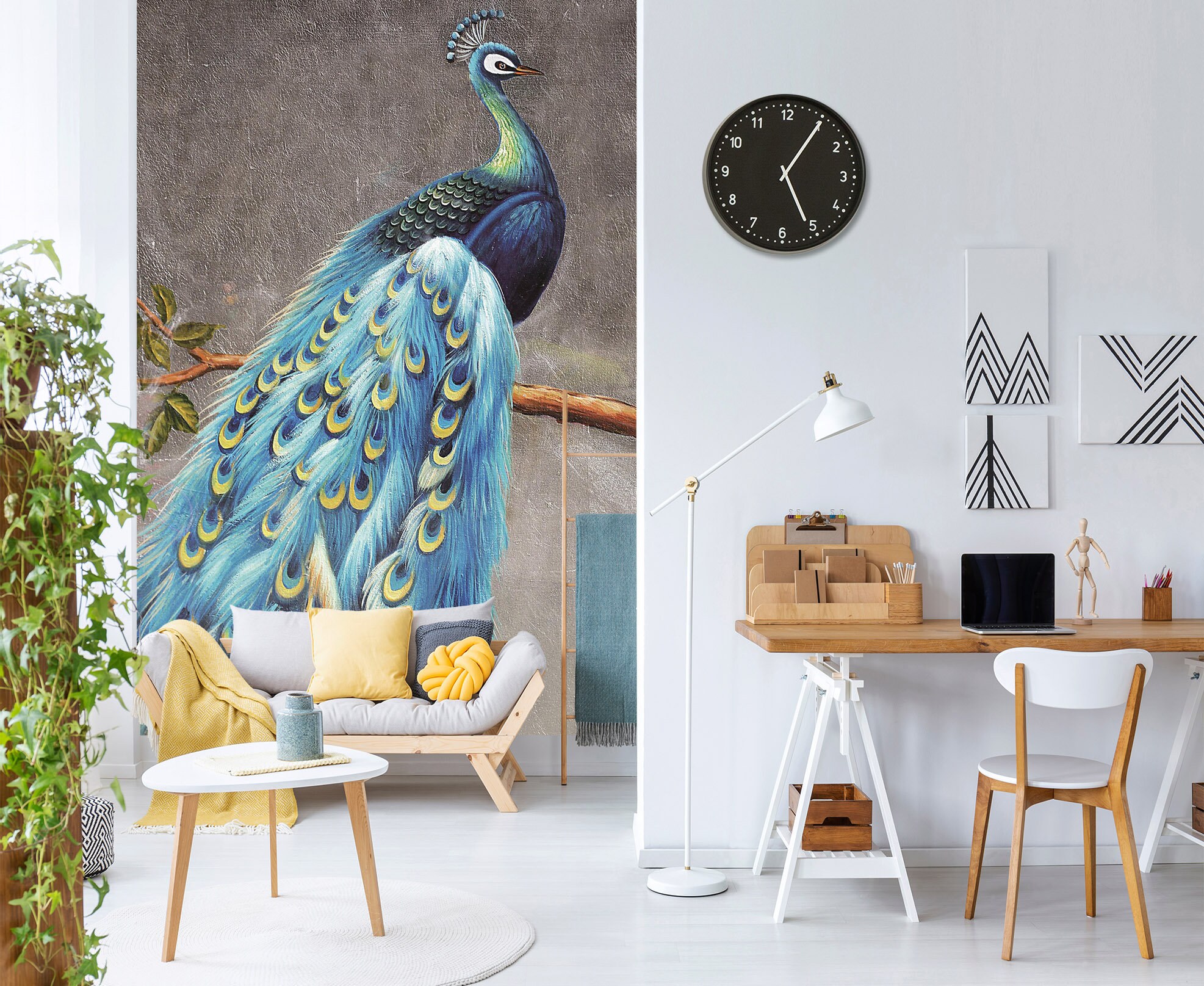 Blue Peacock 1720 Wallpaper Mural Self Adhesive Peel and Stick Etsy