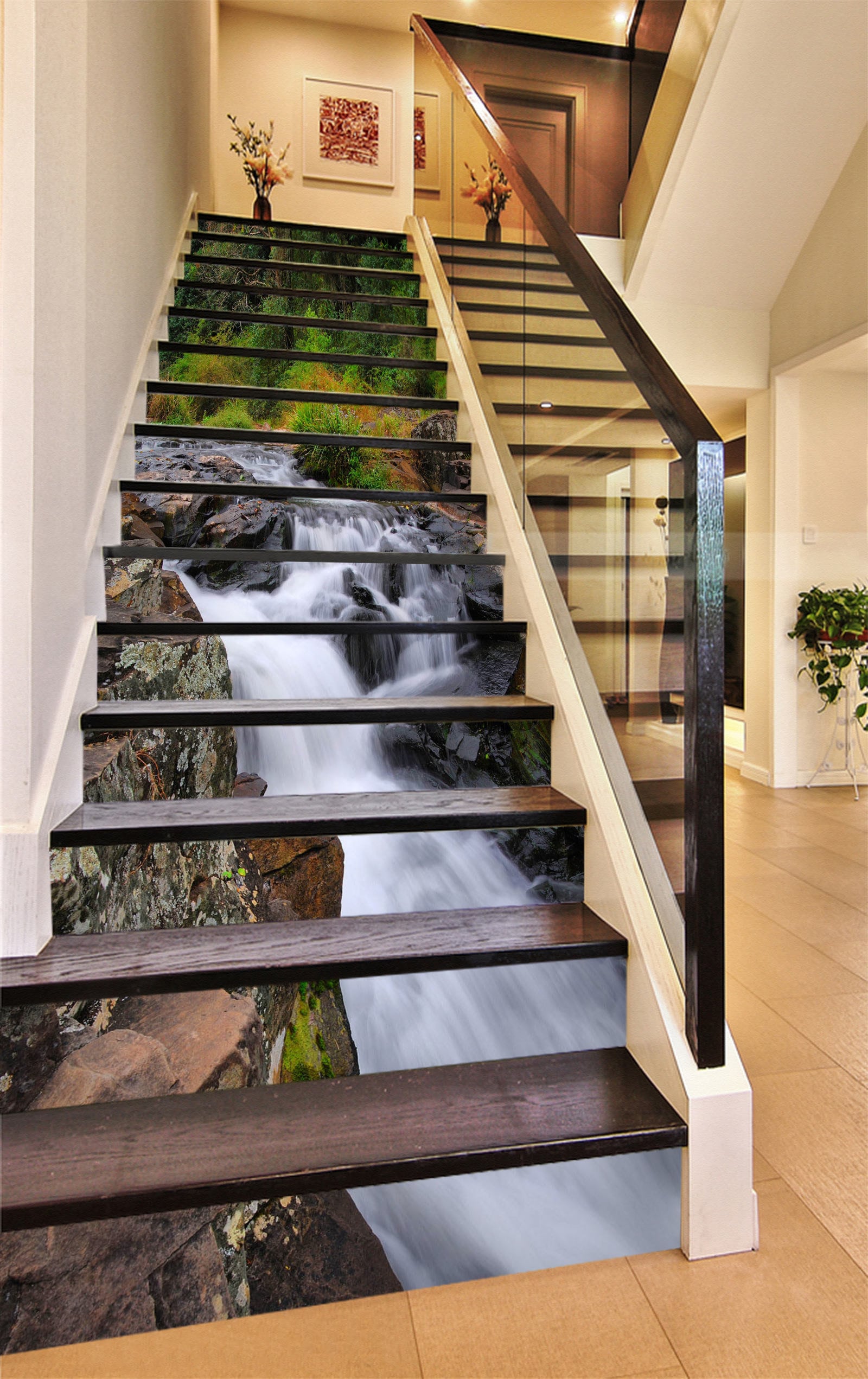 3D Mud River SS0708 Pattern Tile Marble Stair Risers Decoration Photo Self-adhesive Mural Vinyl Decal Wallpaper Murals Wallpaper Mural