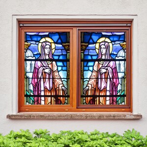 3D Tall Woman W2939 Window Film Print Sticker Cling Stained Glass Xmas Window Decor UV Heat Control Glass Privacy Window Film Rose